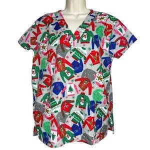 Cassandra O Christmas Scrub Top Women’s Size M‎